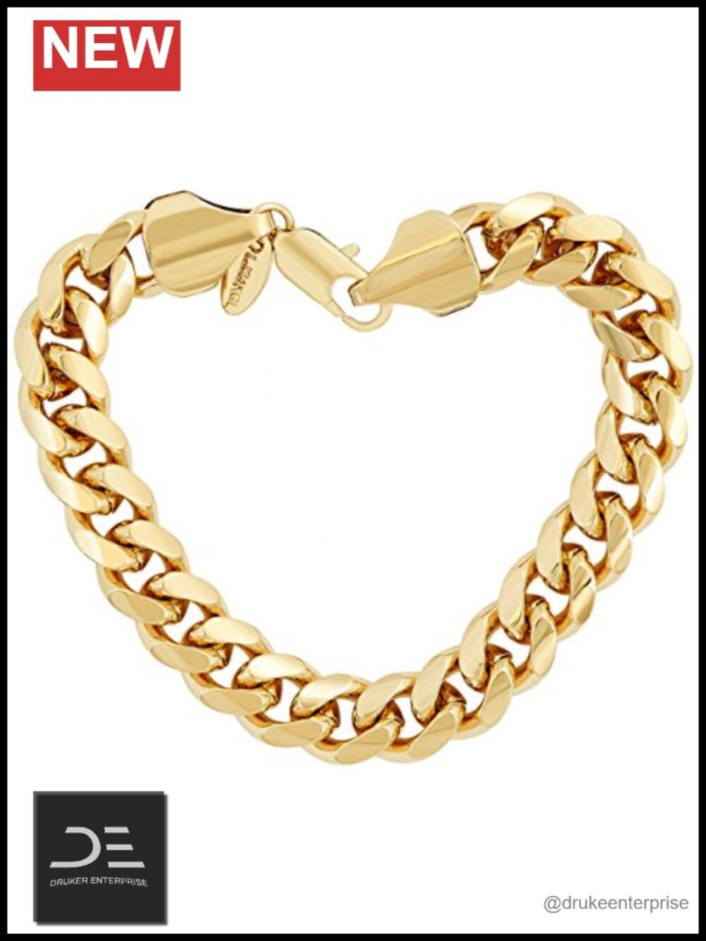 11mm Miami Cuban Link Chain Bracelet 24k Real Gold Plated Heavy